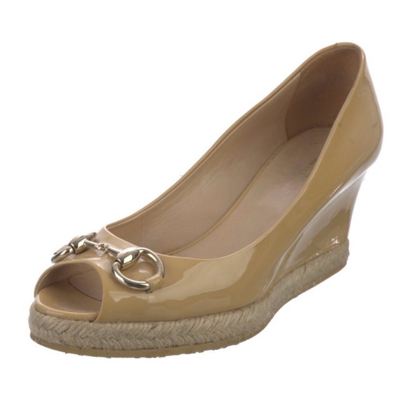 Gucci Peep Toe Horsebit Wedges - Picture 3 of 4